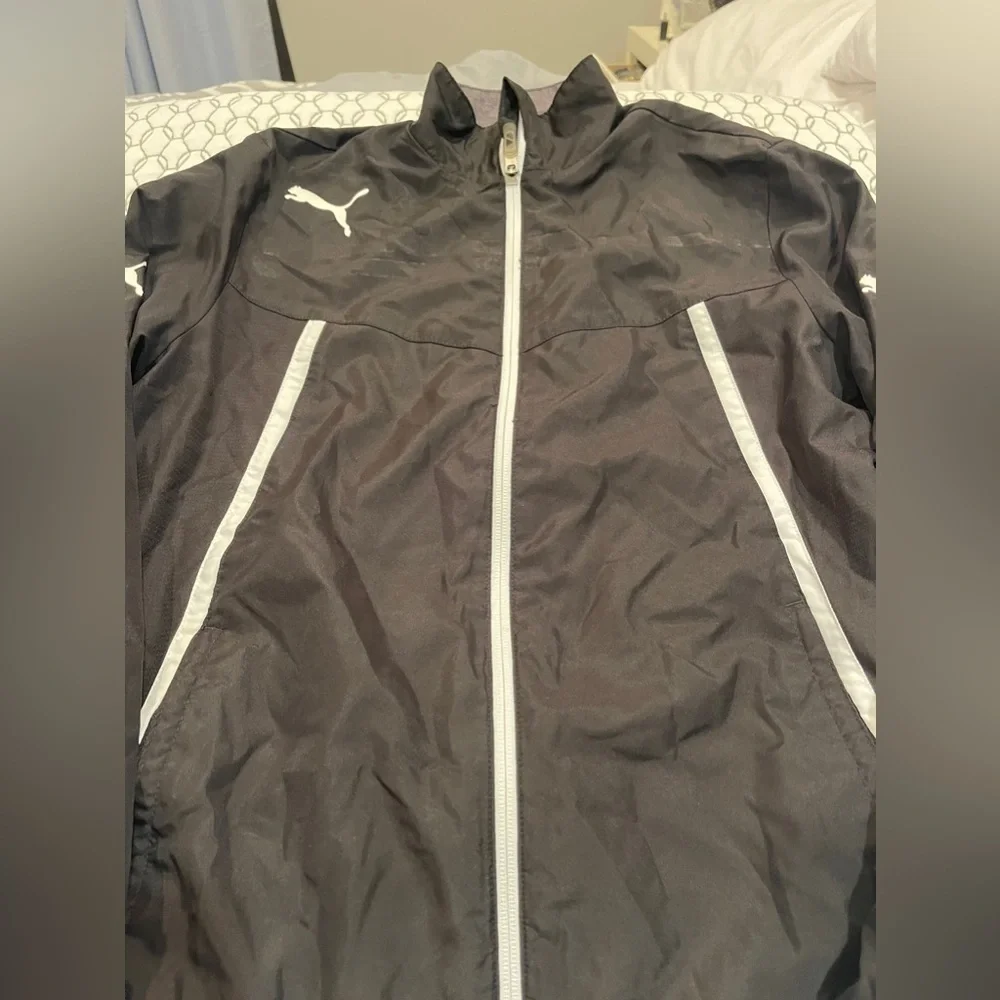 Puma black jacket king woven athletic track coat